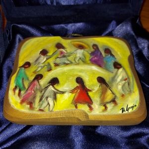 Ted DeGrazia Vintage Art Wood Plaque " Los  Ninos"- the children.
